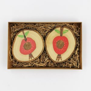 Ąžuolinių padėkliukų komplektas "Raudoni obuoliai"