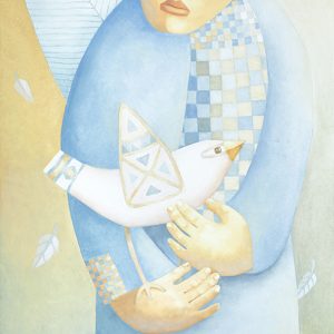 Dailininkė Asta Keraitienė Paveikslas ant drobės "Angelas"2022. Drobė, aliejus, 120x60 cm.