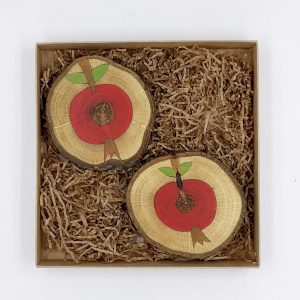 Ąžuolinių padėkliukų komplektas "Obuoliai"